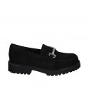 Mocassin pour femmes en daim noir avec accessoire talon 3 - Pointures disponibles:  32, 33, 34, 44