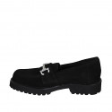 Mocassin pour femmes en daim noir avec accessoire talon 3 - Pointures disponibles:  32, 33, 34, 44