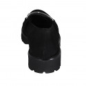 Mocassin pour femmes en daim noir avec accessoire talon 3 - Pointures disponibles:  32, 33, 34, 44