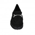 Mocassin pour femmes en daim noir avec accessoire talon 3 - Pointures disponibles:  32, 33, 34, 44