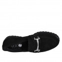 Mocassin pour femmes en daim noir avec accessoire talon 3 - Pointures disponibles:  32, 33, 34, 44