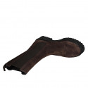 Woman's high ankle boot in brown suede with elastic bands and captoe heel 4 - Available sizes:  32
