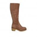 Woman's boot with zipper in sand suede heel 6 - Available sizes:  34, 42