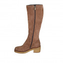 Woman's boot with zipper in sand suede heel 6 - Available sizes:  34, 42