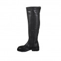 Woman's boot with half zipper and buckle in black leather heel 4 - Available sizes:  34