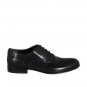 Chaussure richelieu pour hommes avec lacets et elastiques en cuir noir - Pointures disponibles:  36, 37, 38, 47, 49, 50, 51