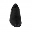 Elegant men's Oxford shoe with laces and elastics in black leather - Available sizes:  36, 37, 38, 47, 49, 50, 51