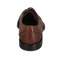 Men's derby laced shoe with captoe and elastics in tan brown leather - Available sizes:  38, 46, 47, 48, 49, 50, 51