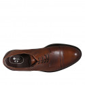 Zapato derby para hombre con cordones, elasticos y puntera en piel brun claro - Tallas disponibles:  38, 46, 47, 48, 49, 50, 51