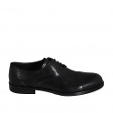 Elégant chaussure derby pour hommes en cuir noir avec lacets, elastiques et bout droit - Pointures disponibles:  38, 50, 51