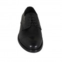 Elegant men's laced derby shoe in black leather with elastics and captoe - Available sizes:  38, 50, 51