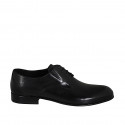 Scarpa derby elegante da uomo stringata con elastici in pelle liscia nera - Misure disponibili: 38, 49, 50