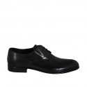 Zapato derby elegante para hombre con cordones y elasticos en piel suave de color negro - Tallas disponibles:  38, 49, 50, 51