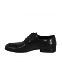 Men's elegant laced derby shoe with elastic bands in smooth black leather - Available sizes:  38, 49, 50, 51