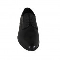 Men's elegant laced derby shoe with elastic bands in smooth black leather - Available sizes:  36, 38, 49, 50, 51