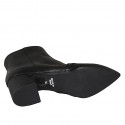 Botines a punta para mujer con cremallera y accesorio en piel negra tacon 6 - Tallas disponibles:  45
