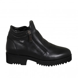Bottines basses pour femmes avec fermetures éclair en cuir noir talon 4 - Pointures disponibles:  32