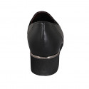 ﻿Mocassin avec semelle amovible et elastiques pour femmes en cuir noir talon compensé 4 - Pointures disponibles:  31