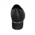 Woman's loafer with removable insole and elastic bands in black leather wedge heel 4 - Available sizes:  31