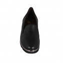 ﻿Mocassin avec semelle amovible et elastiques pour femmes en cuir noir talon compensé 4 - Pointures disponibles:  31