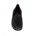 Woman's loafer with removable insole and elastic bands in black leather wedge heel 4 - Available sizes:  31