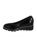 Woman's pump with removable insole in black patent leather wedge heel 4 - Available sizes:  31, 42