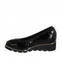 Zapato para mujer con plantilla extraible en charol negro cuña 4 - Tallas disponibles:  31, 42