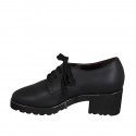 Woman's shoe in black leather with laces and removable insole heel 5 - Available sizes:  43