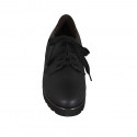 Woman's shoe in black leather with laces and removable insole heel 5 - Available sizes:  43