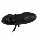 Woman's shoe in black leather with laces and removable insole heel 5 - Available sizes:  43