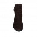 Woman's ankle boot with removable insole, buckle, zipper and elastic in brown suede heel 6 - Available sizes:  42, 43, 44, 45