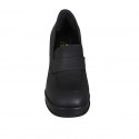 Mocassin pour femmes en cuir noir opaque avec plateau talon 9 - Pointures disponibles:  42, 43