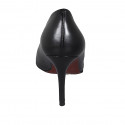Zapato de salon puntiagudo en piel negra con tacon 8 - Tallas disponibles:  43, 44, 45