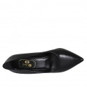 Zapato de salon puntiagudo en piel negra con tacon 8 - Tallas disponibles:  43, 44, 45