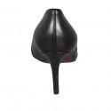 Women's pointy pump in black-colored leather heel 7 - Available sizes:  32, 44