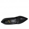 Zapato de salón puntiagudo para mujer en piel de color negro tacon 7 - Tallas disponibles:  32, 44