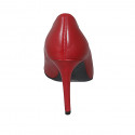 ﻿Woman's pointy pump shoe in red leather with heel 9 - Available sizes:  33, 34, 42, 43, 44, 45, 46