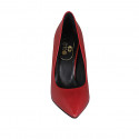 ﻿Woman's pointy pump shoe in red leather with heel 9 - Available sizes:  33, 34, 42, 43, 44, 45, 46