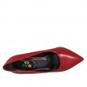 ﻿Woman's pointy pump shoe in red leather with heel 9 - Available sizes:  33, 34, 42, 43, 44, 45, 46