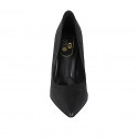 Zapato de salon a punta para mujer en piel estampada negra tacon 9 - Tallas disponibles:  32, 33, 34, 42, 43, 44, 45, 46