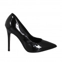 Escarpin à bout pointu pour femmes en cuir verni noir talon 10 - Pointures disponibles:  32, 34