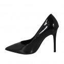 Escarpin à bout pointu pour femmes en cuir verni noir talon 10 - Pointures disponibles:  32, 34