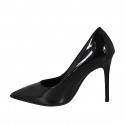 Woman's pointy pump in black patent leather heel 10 - Available sizes:  32, 34, 43