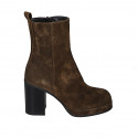 Woman's ankle boot with zipper and platform in brown suede heel 9 - Available sizes:  43