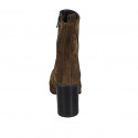 Woman's ankle boot with zipper and platform in brown suede heel 9 - Available sizes:  43