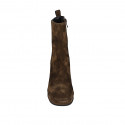 Woman's ankle boot with zipper and platform in brown suede heel 9 - Available sizes:  43