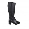 Woman's boot in black leather with zipper heel 7 - Available sizes:  32