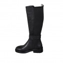 Woman's boot in black leather with elastic bands and buckle heel 4 - Available sizes:  33, 44, 45