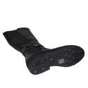 Woman's boot in black leather with elastic bands and buckle heel 4 - Available sizes:  44, 45