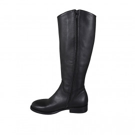 Bota para mujer con hebilla y cremallera en piel negra tacon 3 - Tallas disponibles:  33, 44, 45 2
